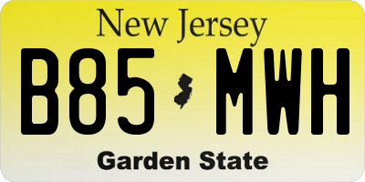 NJ license plate B85MWH
