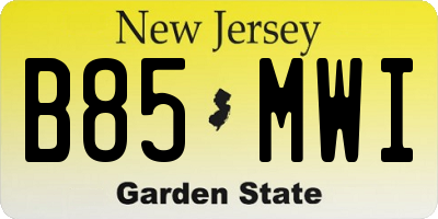 NJ license plate B85MWI