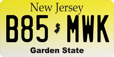 NJ license plate B85MWK