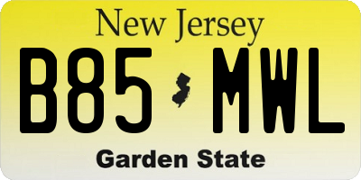 NJ license plate B85MWL