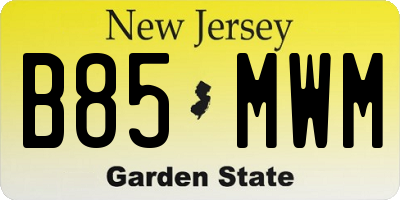 NJ license plate B85MWM