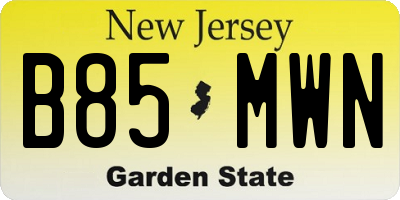 NJ license plate B85MWN