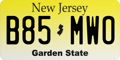 NJ license plate B85MWO