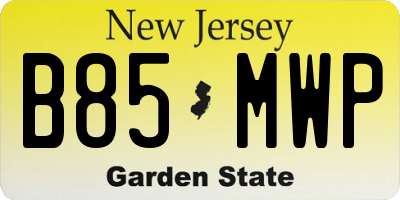 NJ license plate B85MWP