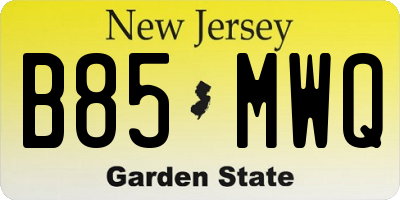 NJ license plate B85MWQ