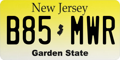 NJ license plate B85MWR