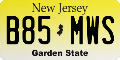 NJ license plate B85MWS