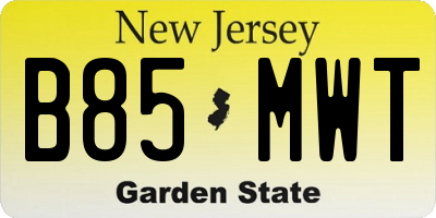 NJ license plate B85MWT
