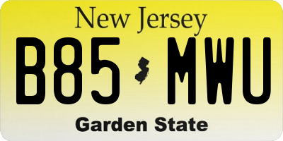 NJ license plate B85MWU