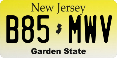 NJ license plate B85MWV