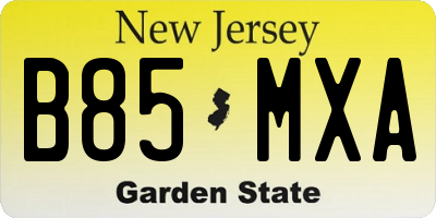 NJ license plate B85MXA
