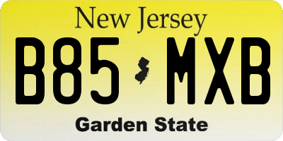 NJ license plate B85MXB