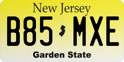 NJ license plate B85MXE