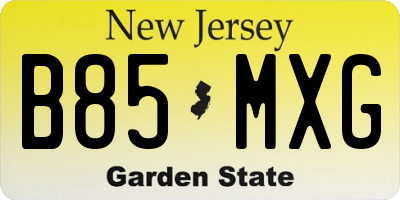 NJ license plate B85MXG
