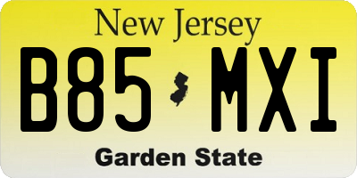 NJ license plate B85MXI