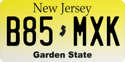 NJ license plate B85MXK