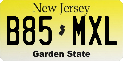 NJ license plate B85MXL