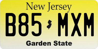 NJ license plate B85MXM