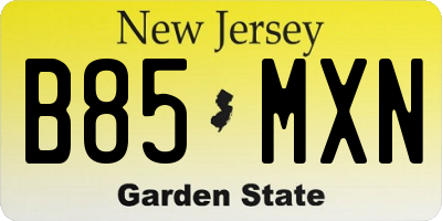 NJ license plate B85MXN