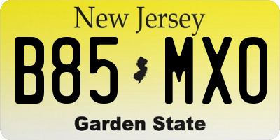 NJ license plate B85MXO