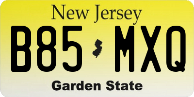 NJ license plate B85MXQ