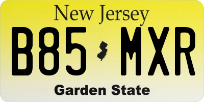 NJ license plate B85MXR