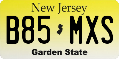 NJ license plate B85MXS