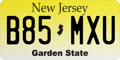 NJ license plate B85MXU