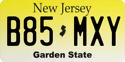 NJ license plate B85MXY