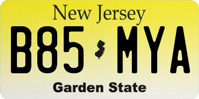 NJ license plate B85MYA