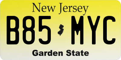 NJ license plate B85MYC