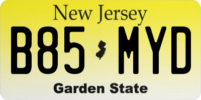 NJ license plate B85MYD