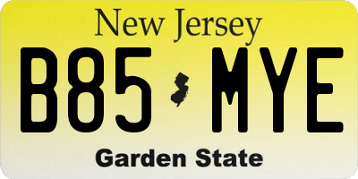 NJ license plate B85MYE