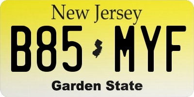 NJ license plate B85MYF