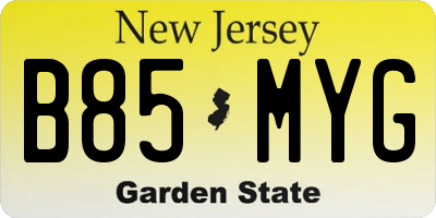 NJ license plate B85MYG