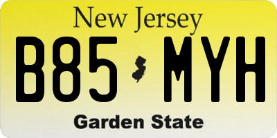 NJ license plate B85MYH
