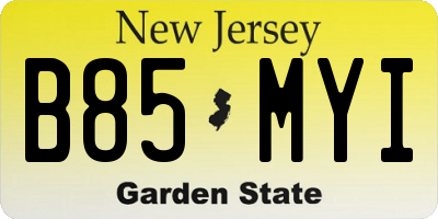 NJ license plate B85MYI