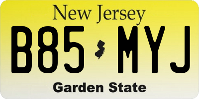 NJ license plate B85MYJ