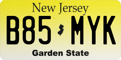 NJ license plate B85MYK