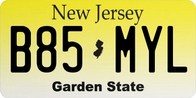 NJ license plate B85MYL
