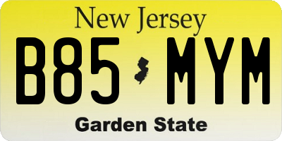 NJ license plate B85MYM