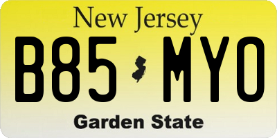 NJ license plate B85MYO