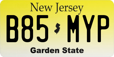 NJ license plate B85MYP