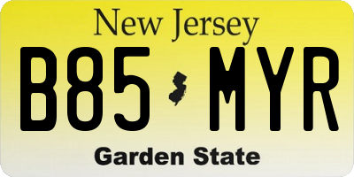 NJ license plate B85MYR