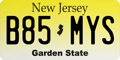 NJ license plate B85MYS