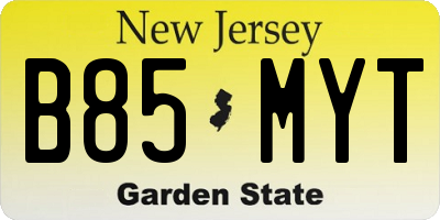 NJ license plate B85MYT