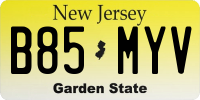 NJ license plate B85MYV