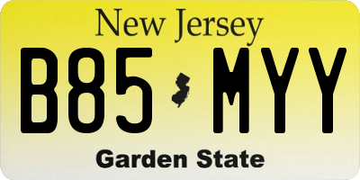 NJ license plate B85MYY