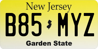 NJ license plate B85MYZ