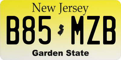 NJ license plate B85MZB